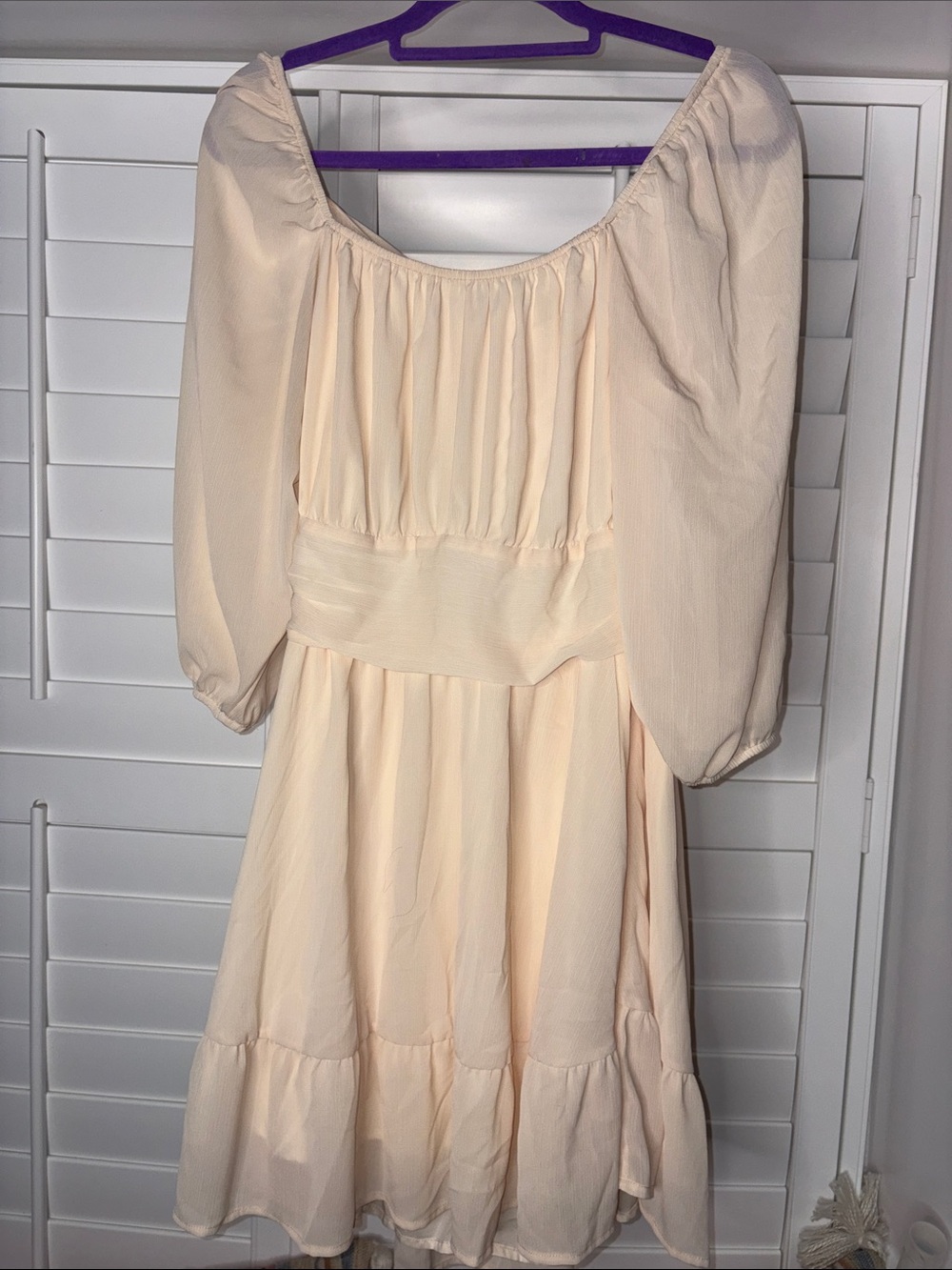 Exlura Long-Sleeve Square-Neck Tiered Midi Dress